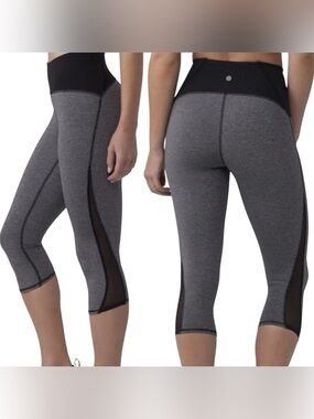 lululemon athletica Gray & Black High-Rise Cropped Leggings